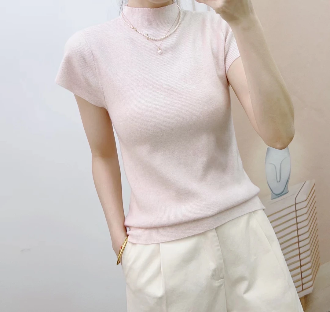 856百搭显瘦柔软套头短袖针织衫856/JP