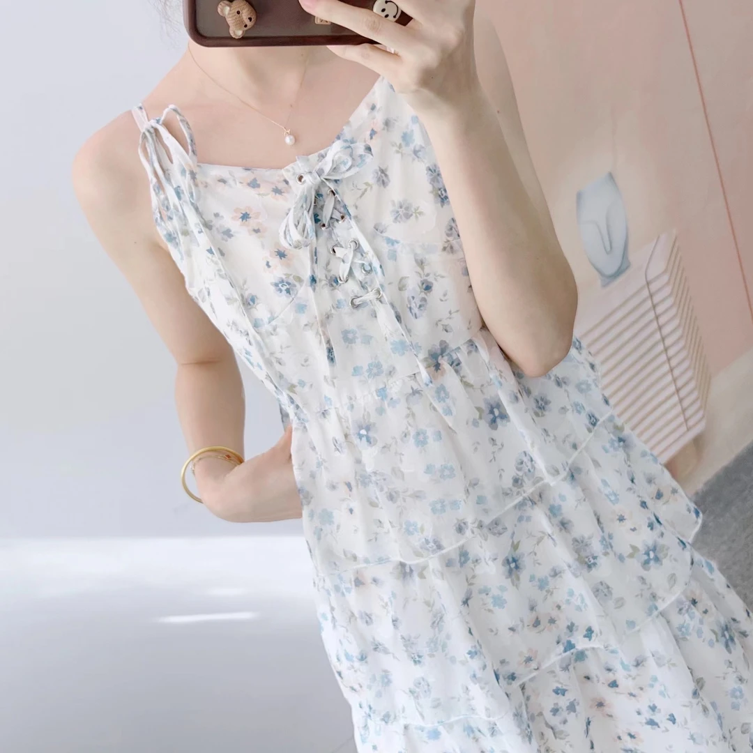 015气质碎花俏皮减龄吊带连衣裙 1015碎花吊带连RS