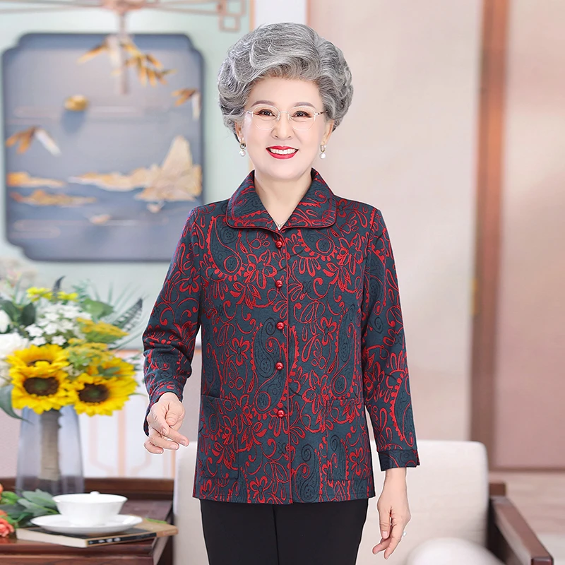 老年女装奶奶装老太太春秋外套老年人秋装婆婆装长袖外套老人衣服
