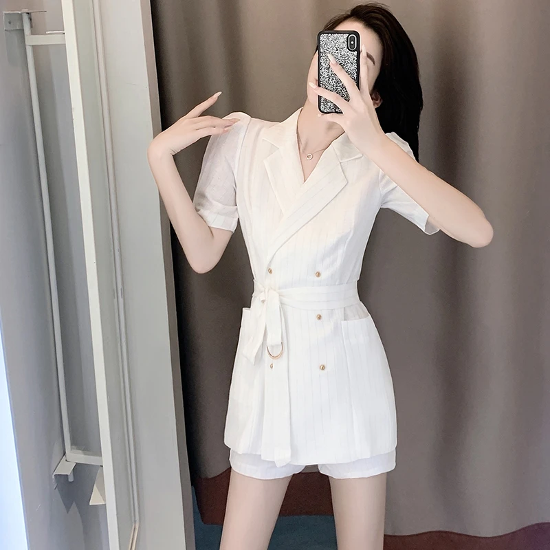 夏季小香风西装套装女夏高级感时尚御姐洋气质职业薄款短裤两件套