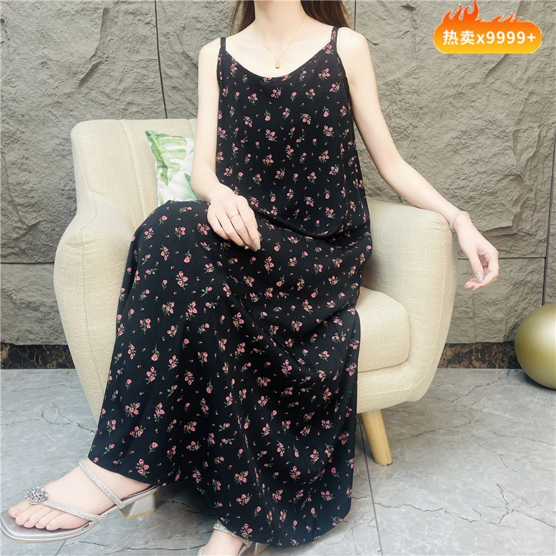 【玫瑰小碎花】女装连衣裙碎花时尚法式宽松气质吊带新款连衣裙女