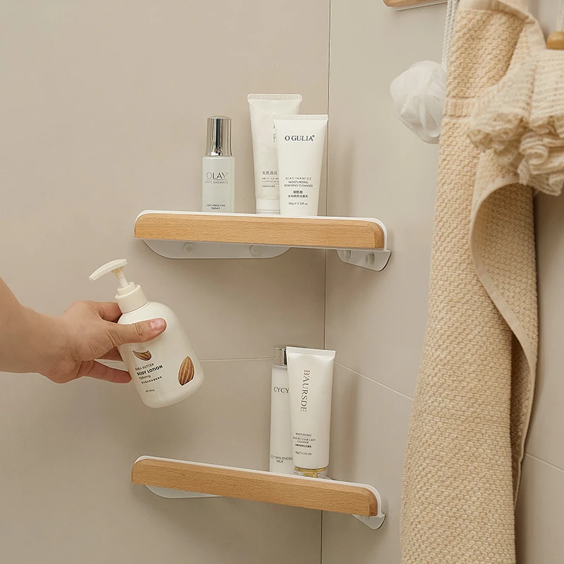 CMEO原木风白色浴室卫生间置物架免打孔厕所洗手间洗漱台墙上壁挂