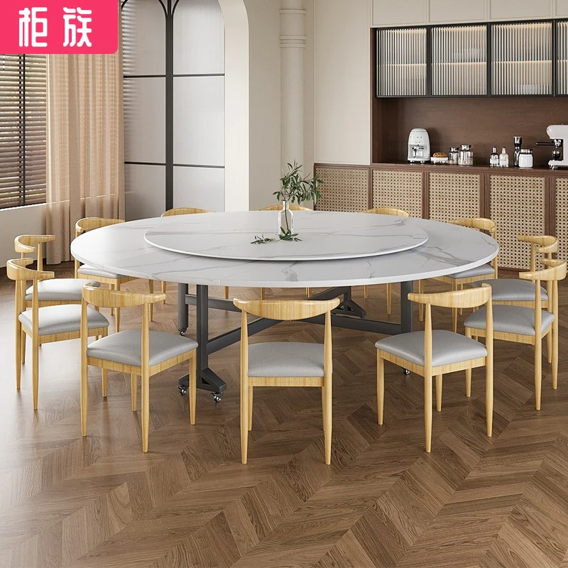 折叠圆桌餐桌实用省空间餐厅圆桌家用桌椅聚餐三折方圆座椅套餐