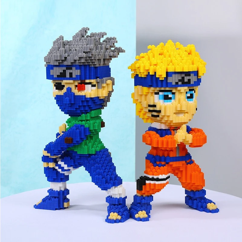 火影系列乐鸣人高积木忍者拼装卡卡西小颗粒拼图卡通人物男孩玩具