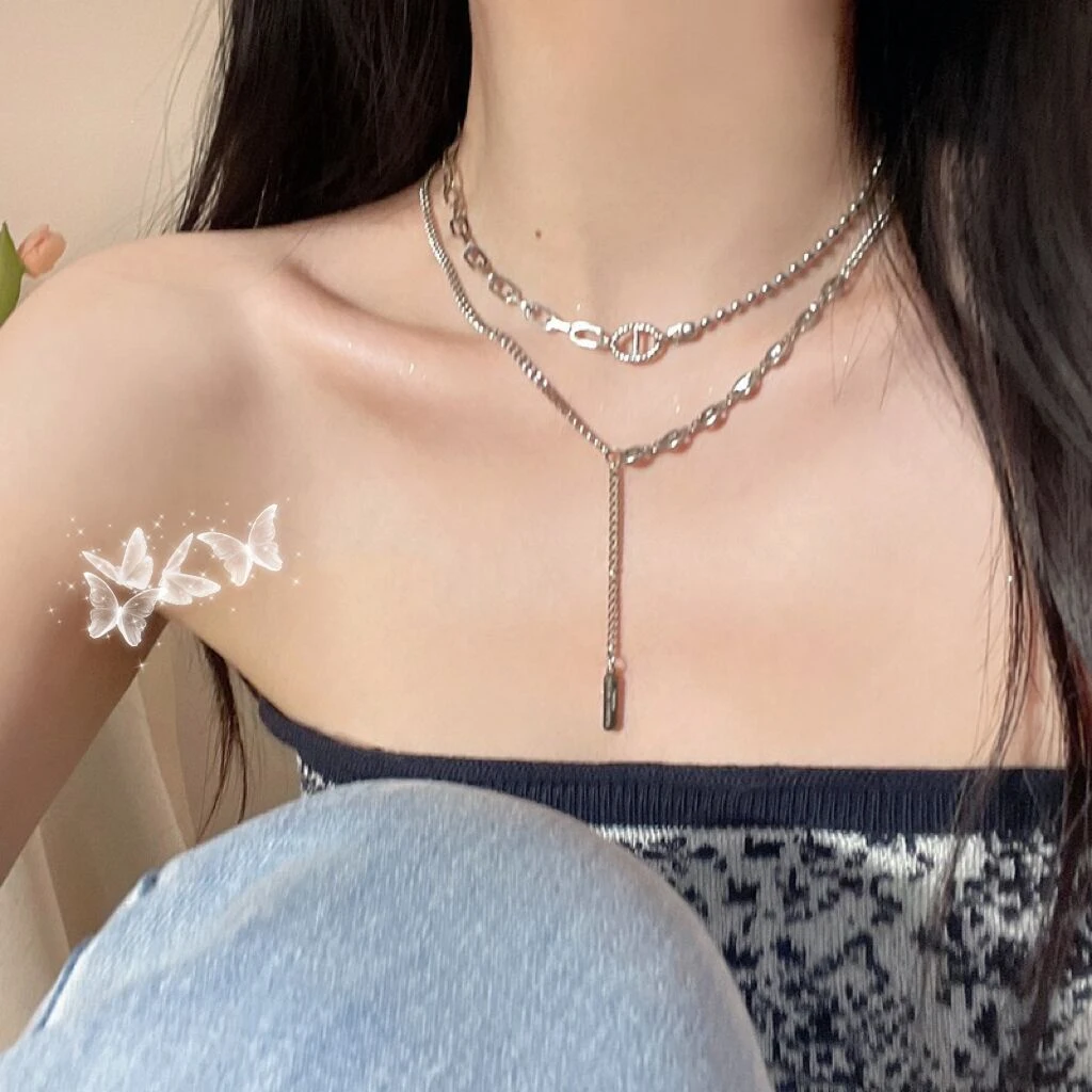 锁骨链极光轻奢小众流苏链条卫衣项链女简约潮嘻哈坠链气质百搭