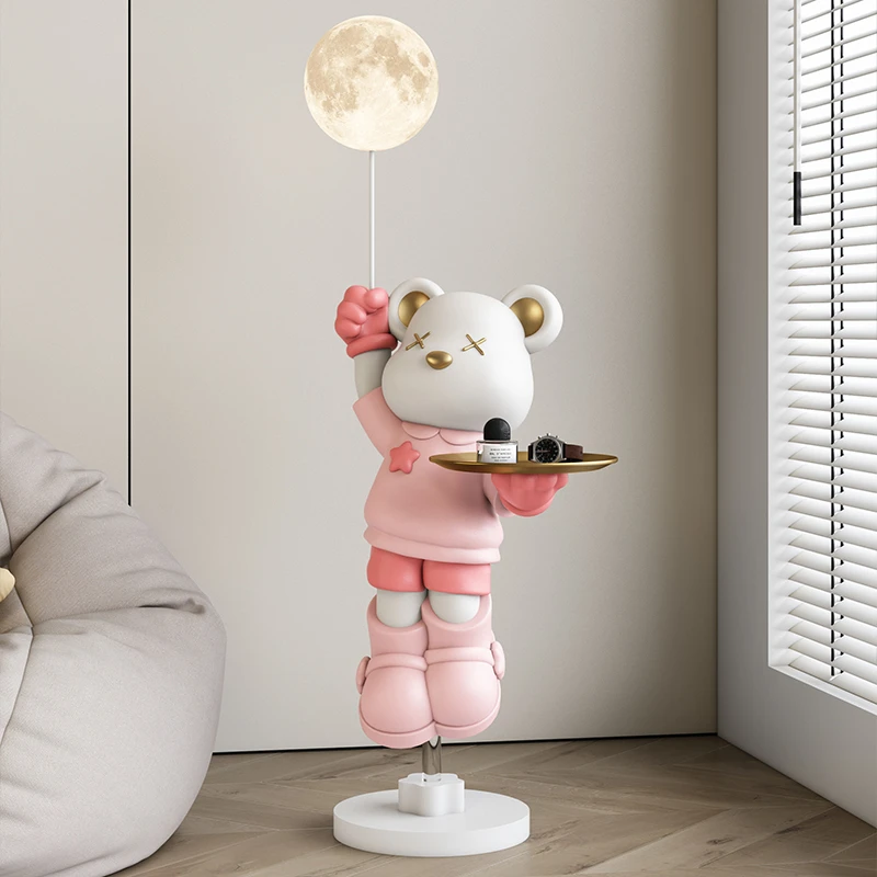 MSKA客厅潮玩熊装饰品落地摆件月球灯装饰摆件入户玄关摆件乔迁礼