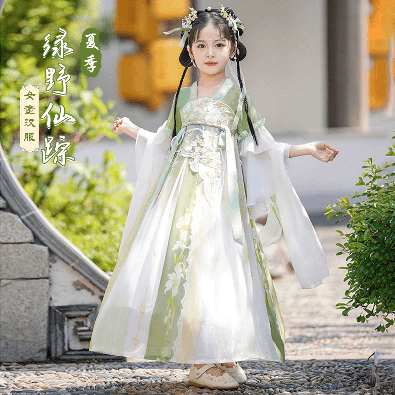 汉服女童2024新款爆款儿童国风童装连衣裙套装夏季薄款6-12岁古装