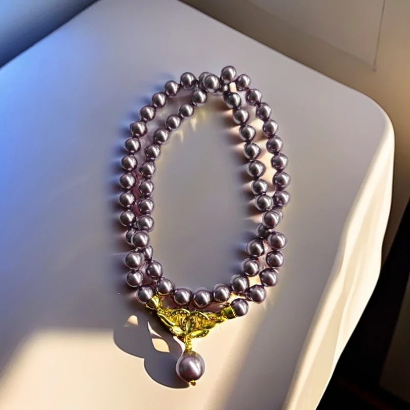 合金仿珍珠吊坠 【魏总补贴】时尚紫韵贝珠合金镶嵌塔链【ZDZ568】