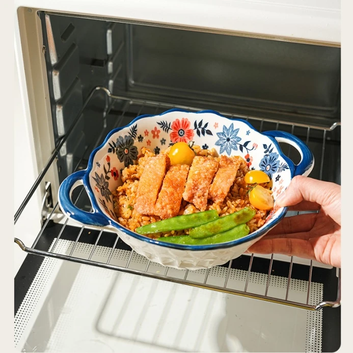 【2只装】蓝花月暮  双耳10英寸面碗  高颜值加厚防烫大碗 双耳碗