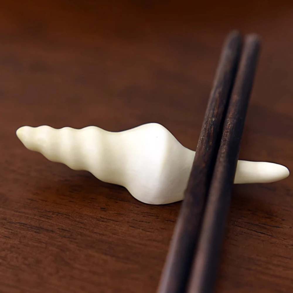 景德镇贝壳系列手作陶瓷筷托筷置创意陶瓷小摆件笔架家用吃饭日式