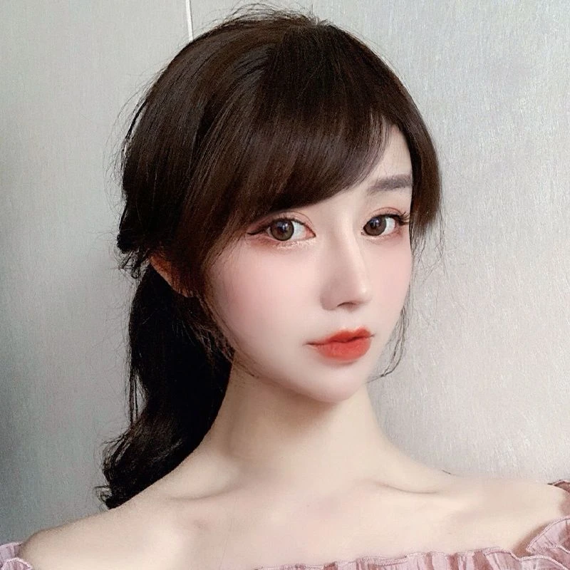 真发斜刘海假发片 假发女三七分自然假刘海 轻薄无痕偏分假留海片