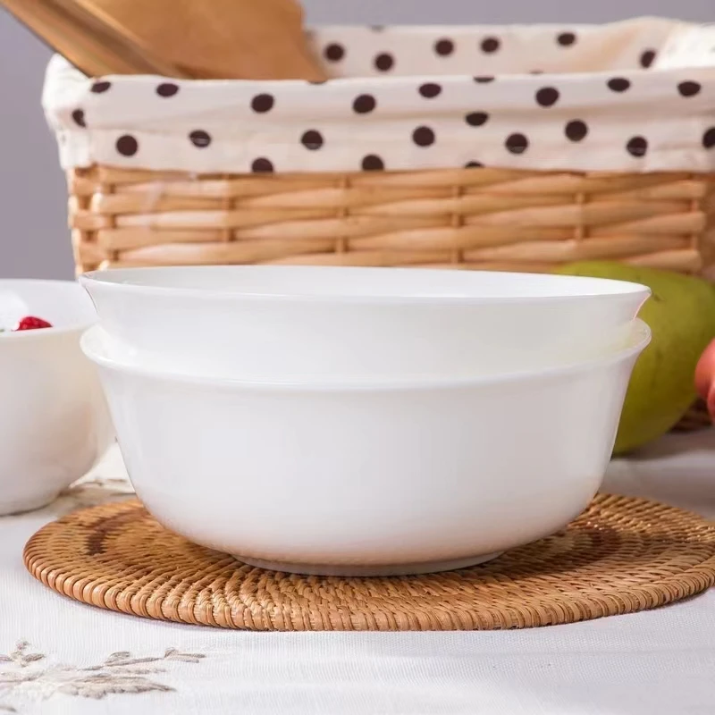 家用纯白骨瓷大碗商用面碗粉碗米饭碗汤碗健康环保高温创意陶瓷