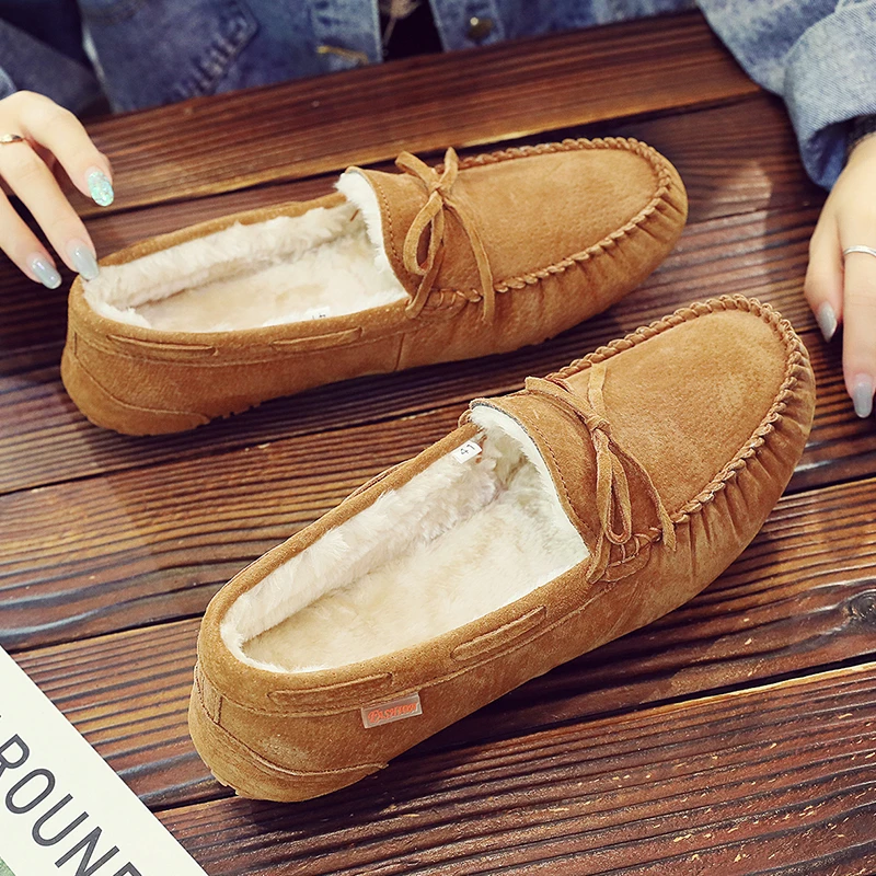 冬季棉鞋男鞋百搭磨砂豆豆鞋男2025新款加绒保暖真皮韩版懒人休闲