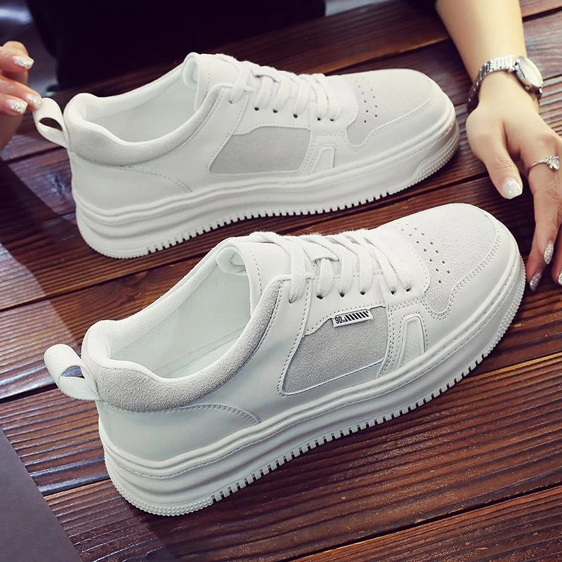 小白鞋男真皮冬季2024新款潮流百搭白鞋运动板鞋厚底透气休闲鞋子