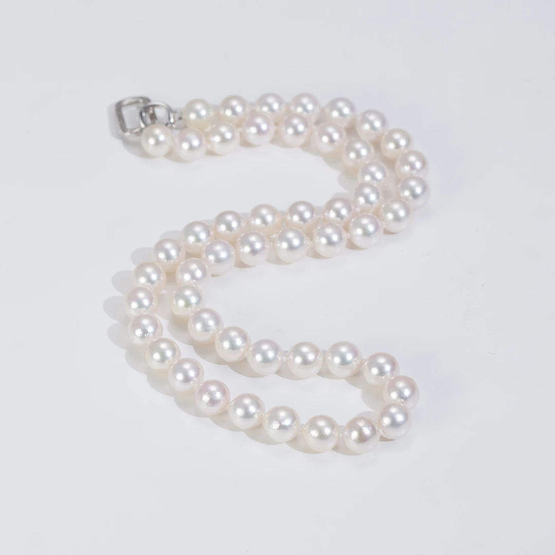 【漠叔】7-8mm海水akoya珍珠项链白色经典气质强光仙女RY8099