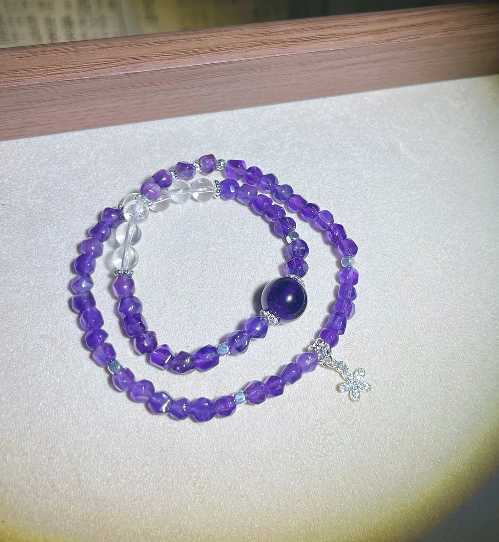 《慧中》紫水晶白水晶随型双圈设计款手链