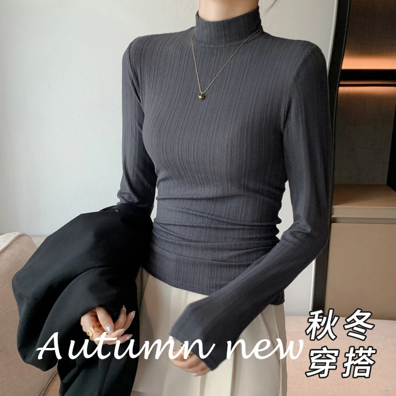 H322春秋衣内搭上衣半高领秋冬打底衫女款可外穿新款长袖休闲简约