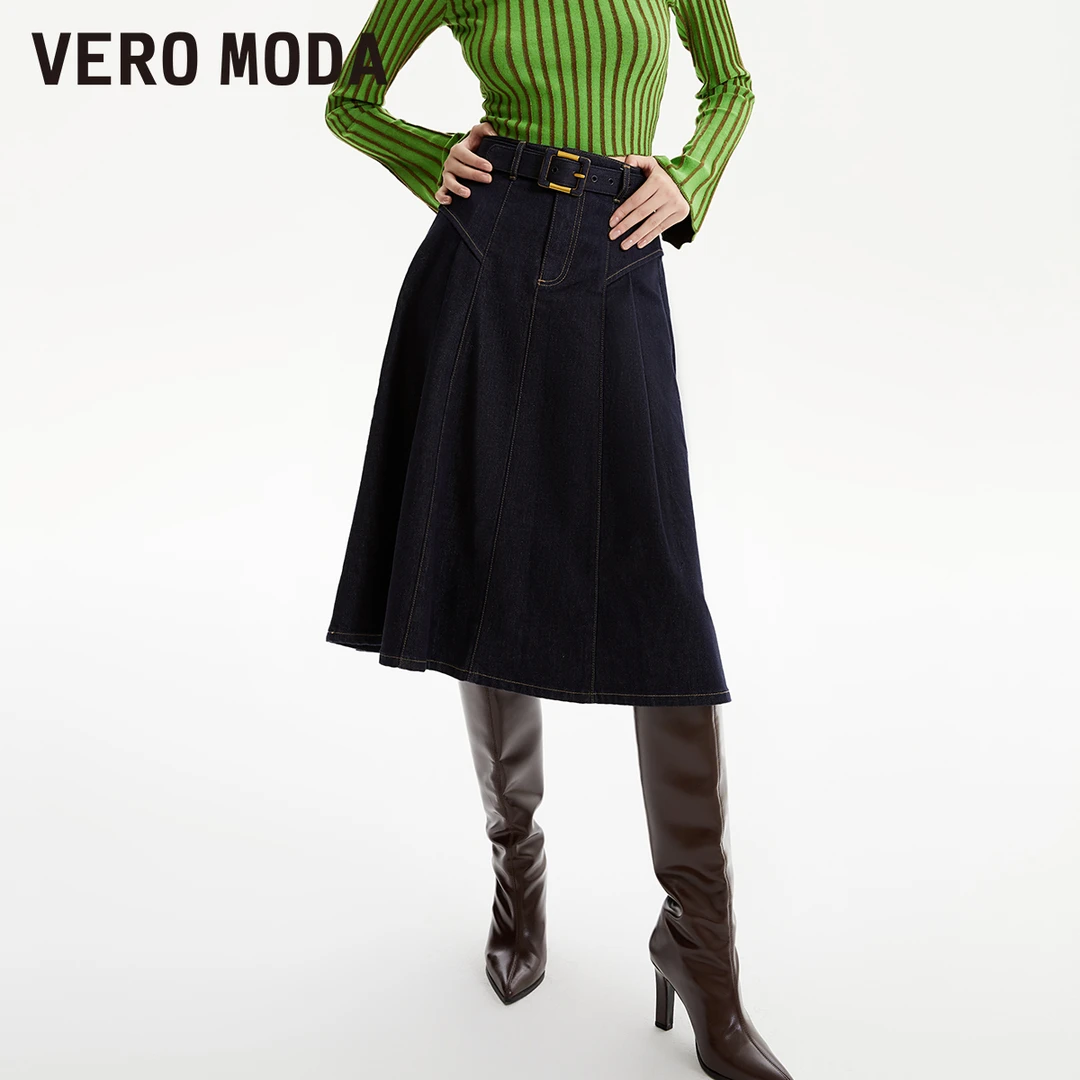 Vero Moda半裙小众洋气女装气质休闲自带腰带高腰时尚325137006