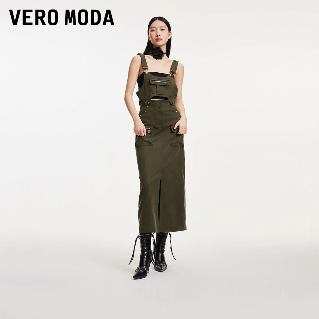 Vero Moda欧若风新款背带连衣裙女街头风拉链前开口百搭324316032