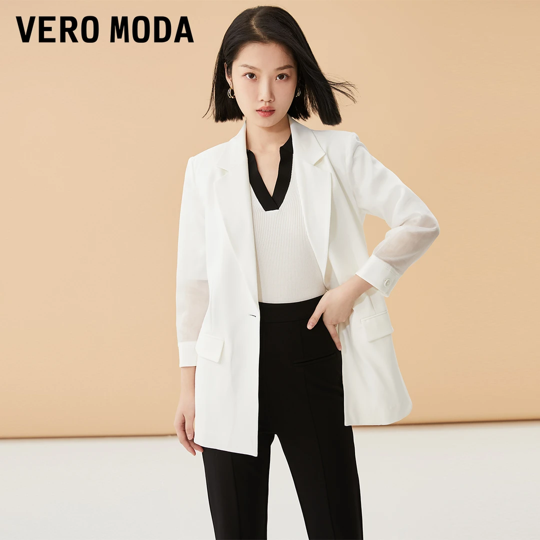 Vero Moda2025新款经典西装外套直筒版型平驳领323308010