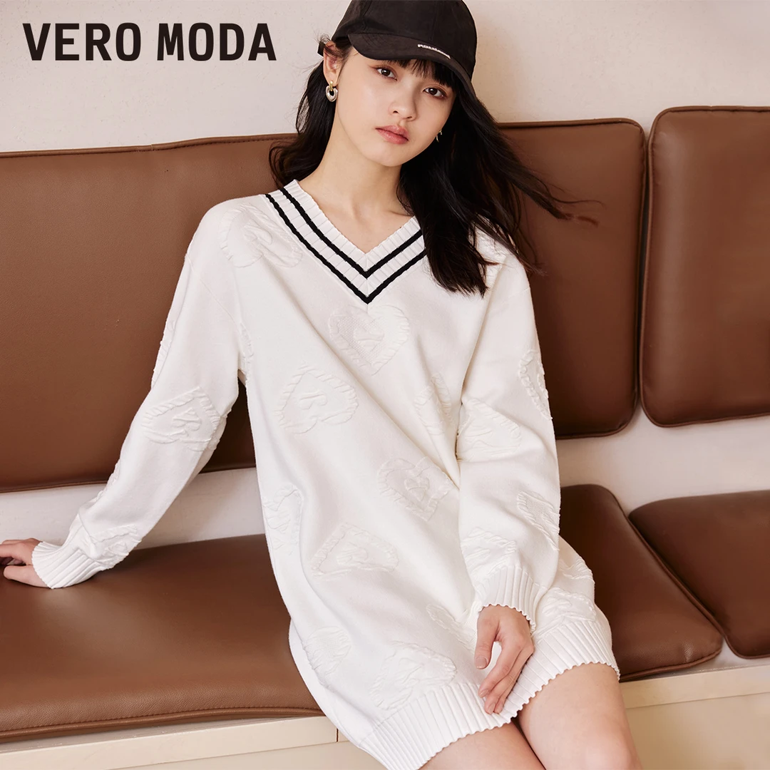 【官方】Vero Moda薄荷曼波学院风连衣裙爱心V领短裙323346008