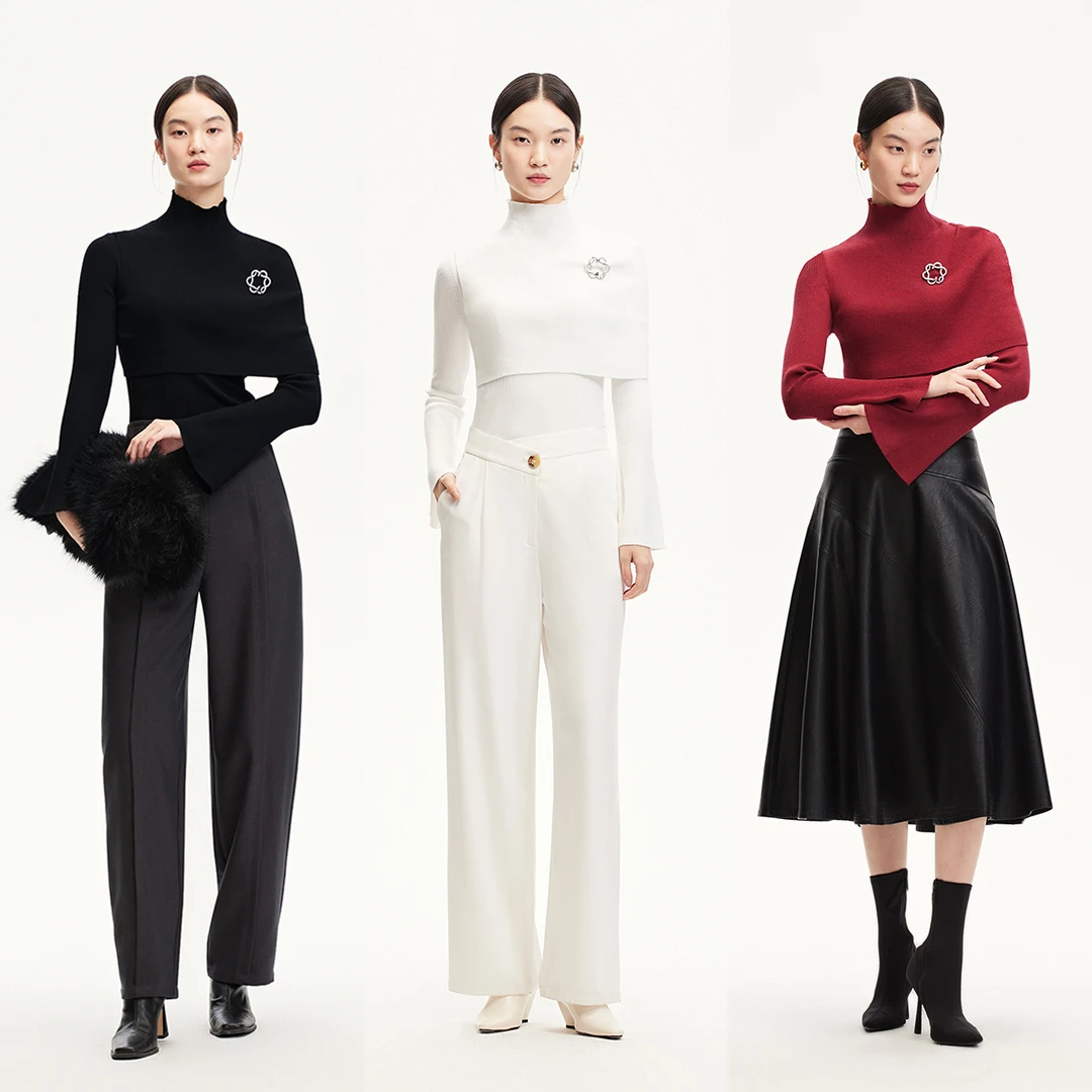 Vero Moda针织衫女2025新款可拆卸披肩胸针喇叭袖324413070