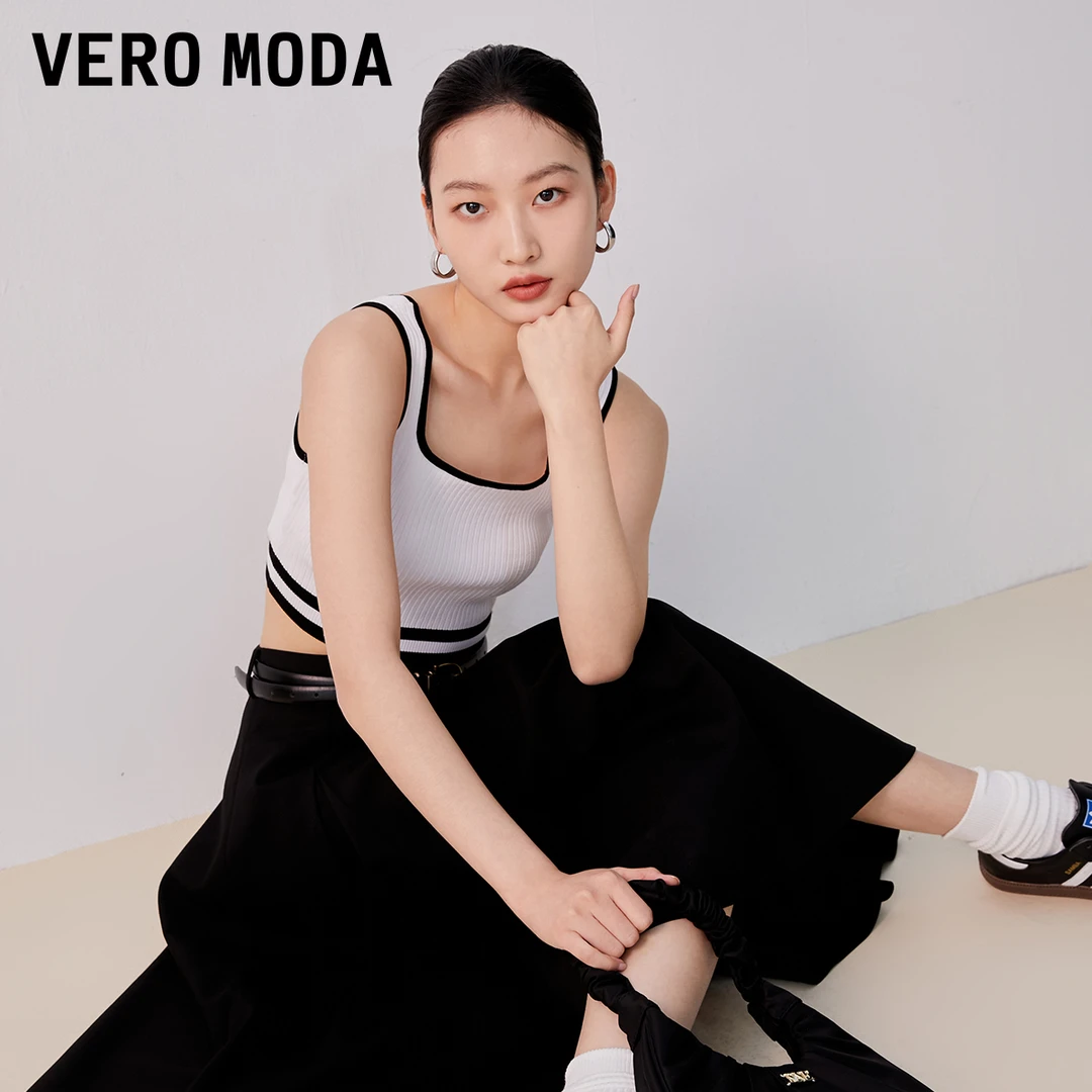 Vero Moda针织衫新款女夏方领短款凉感背心时尚气质324245009
