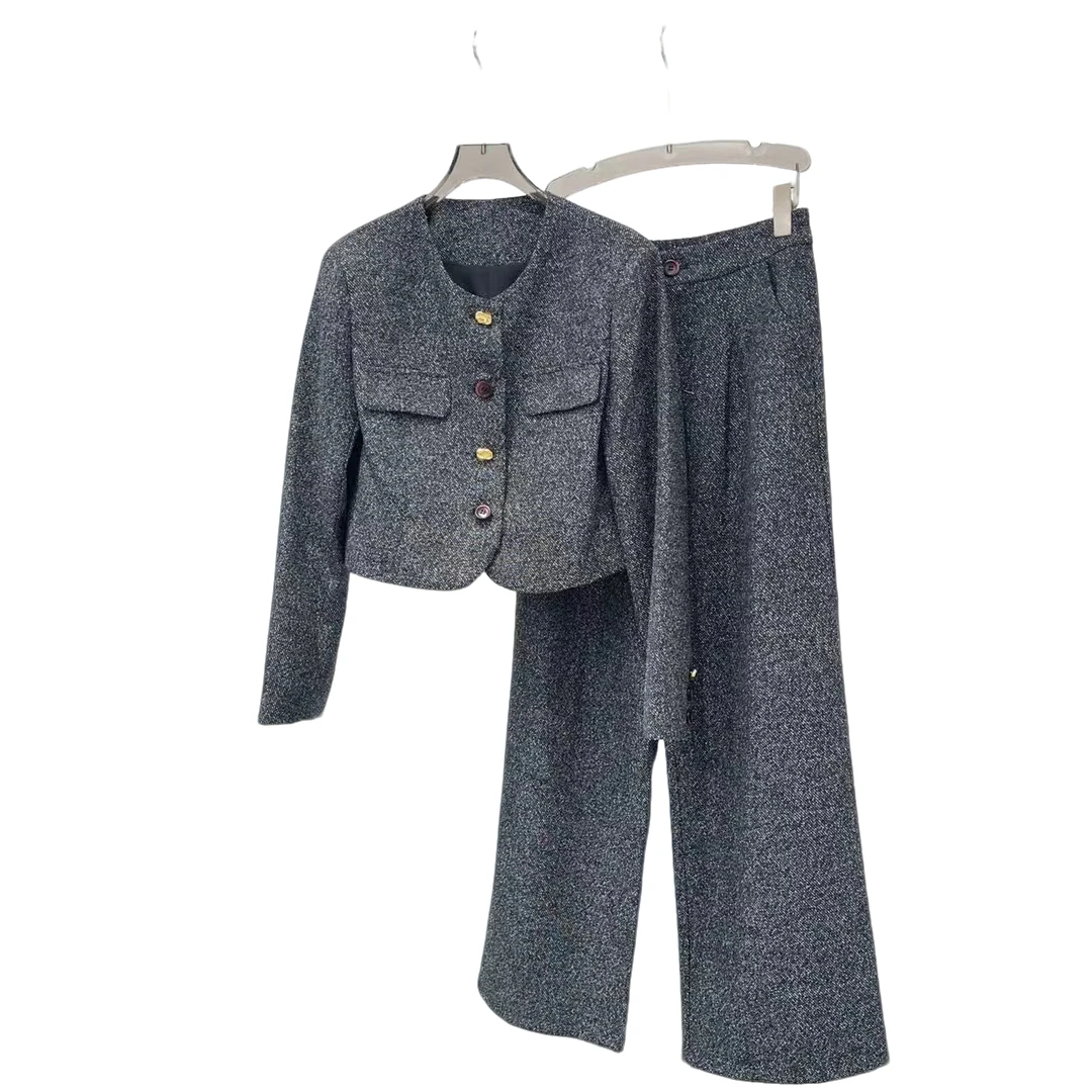 2024冬季新款时尚百搭轻奢新高货长袖裤子套装  7077