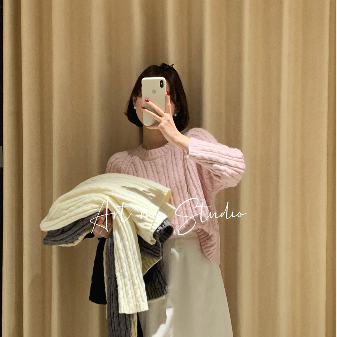 Artme瓜瓜呀【麻花五色针织毛衣】长袖时尚休闲女士w24150