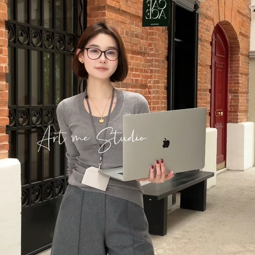 Artme瓜瓜呀【U领亲肤四色简约纯色打底上衣】长袖时尚w24195