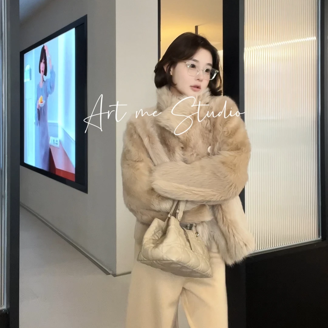 Artme瓜瓜【小麦直毛两面穿氛围定染琎口奢华皮草外套 】w24203