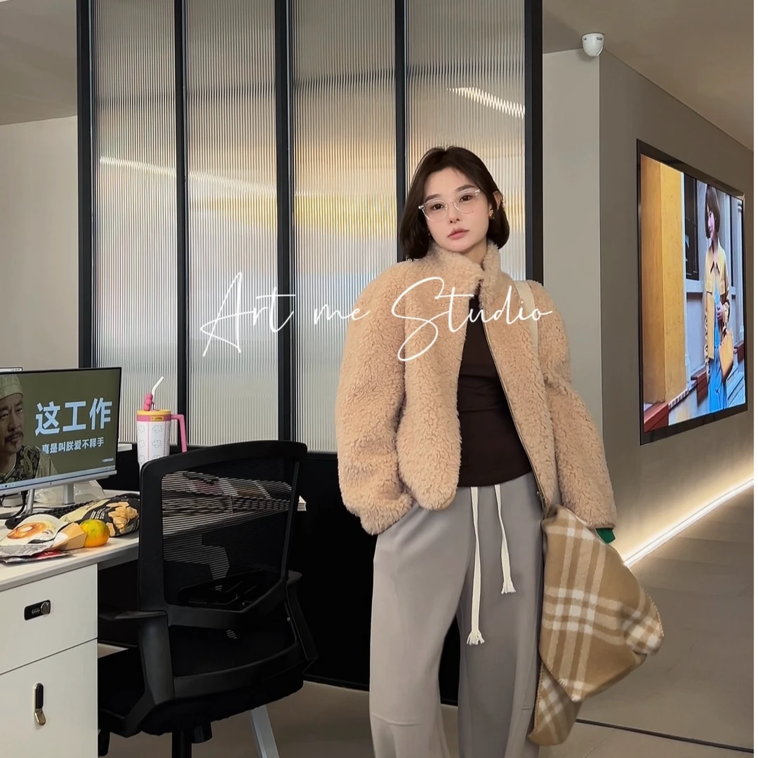 Artme瓜瓜呀【小卷毛三色外套】小香风短款时尚休闲w24156