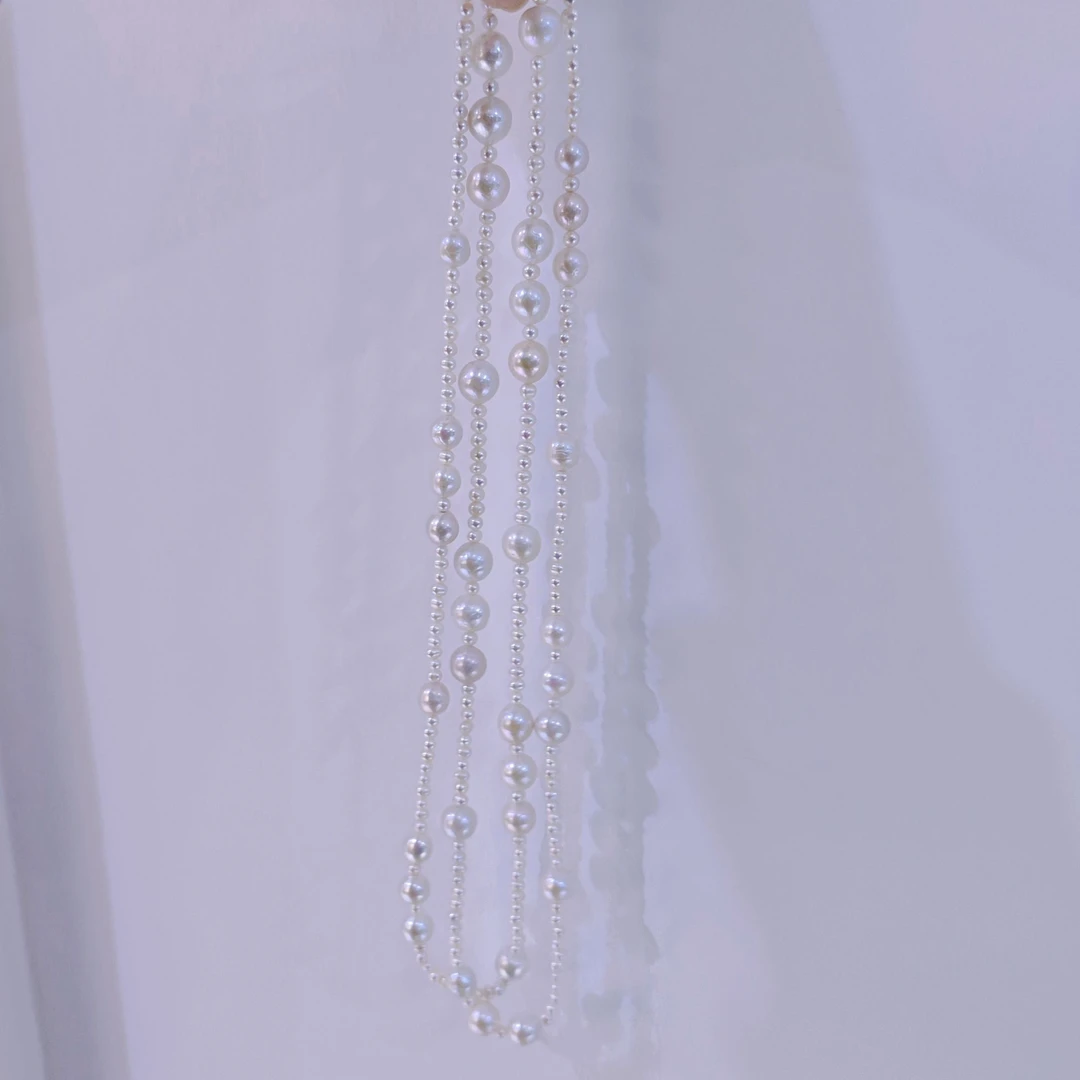 【冬天第一条毛衣链】天然珍珠9-10mm 1.1米-1.2米  多样性发一 条