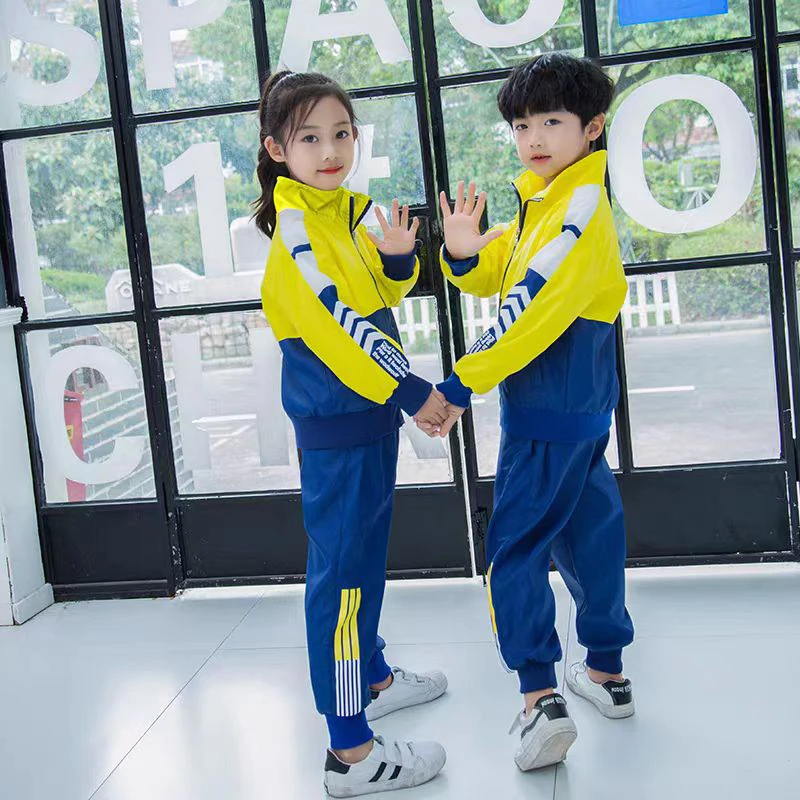 黄蓝拼接运动套装男女同款