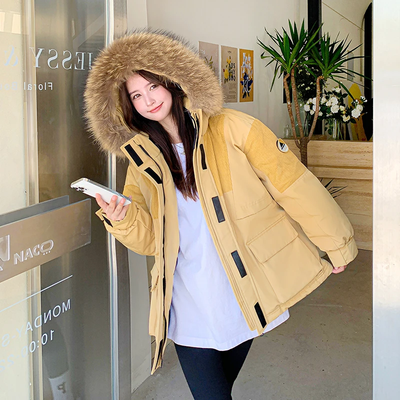 羽梵羽绒服女2024新款中长款加厚90白鸭绒宽松情侣冬季工装派克