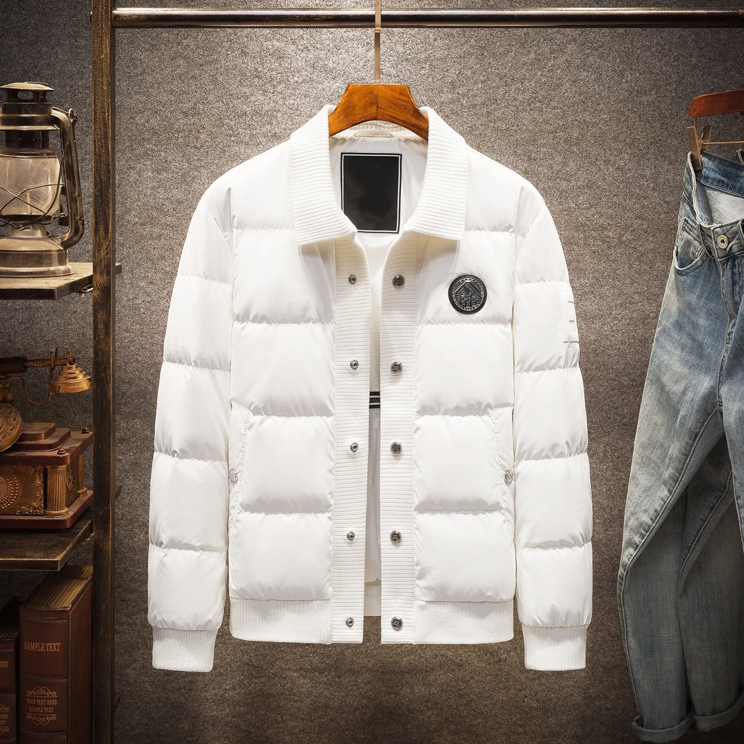 欧洲站轻薄羽绒服男冬季2024新款潮牌保暖防寒服男士90白鸭绒外套