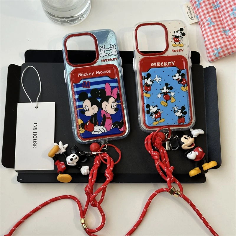 适用苹果系列iPhone15ins14pro可爱米奇米妮卡包13pr新款12手机壳