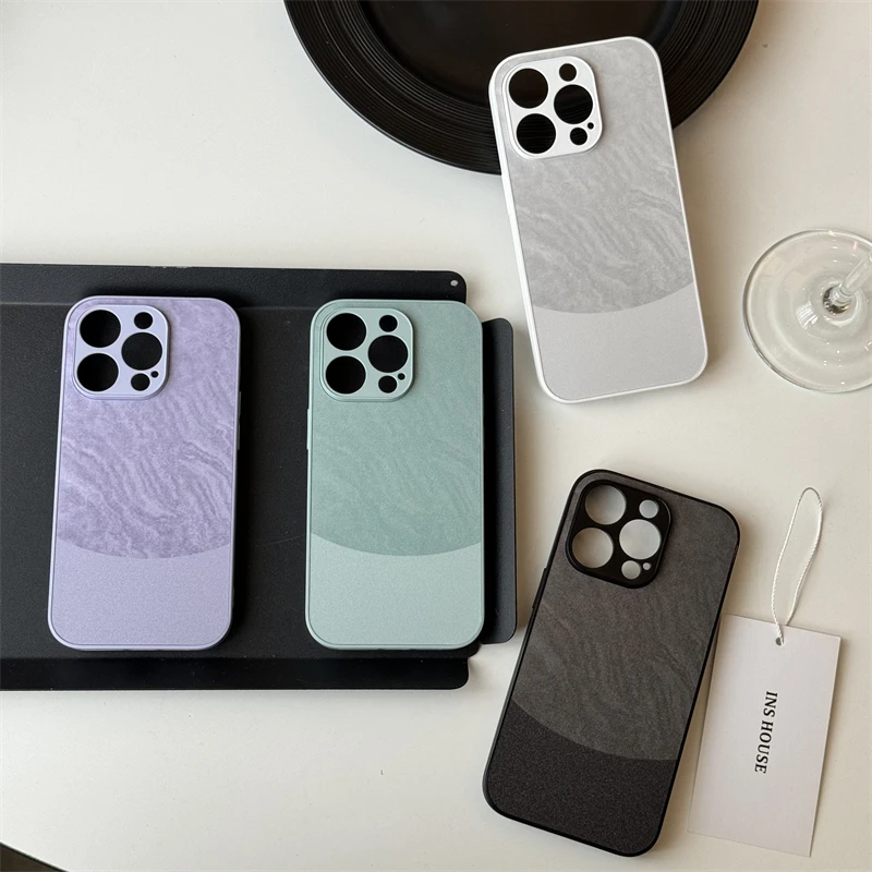 适用苹果系列iPhone15小清新14pro纯色闪粉拼接13pr新款12手机壳