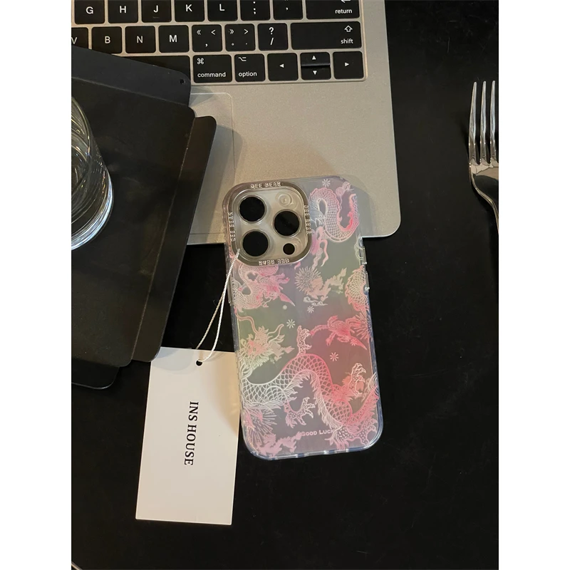 适用苹果系列iPhone1ins梦幻14pro渐变粉色龙13pro新款12手机壳