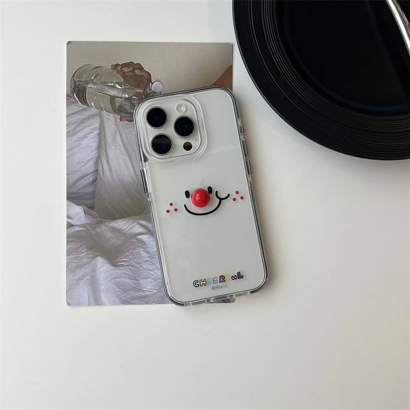 适用苹果系列iPhone15ins14pro卡通线条腮红笑脸13pro新款手机壳