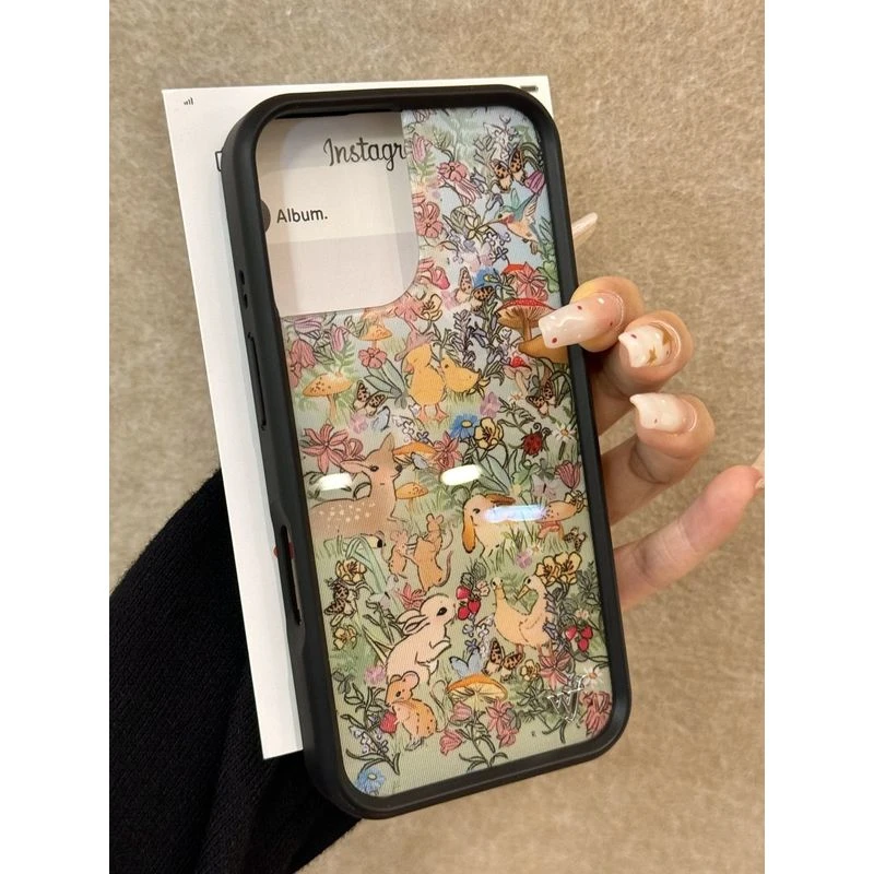 简约田园兔子小鹿适用ihone16promax苹果15手机壳14pro新款13防摔