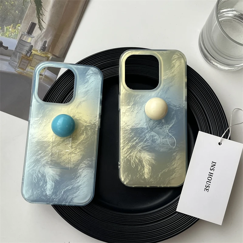 适用苹果系列iPhone15ins唯美14pro蓝色褶皱晕染13pr新款12手机壳