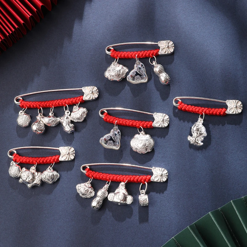 925银胸针 孕妇宝宝挂件S925纯银别针999足银安全胸针新生儿