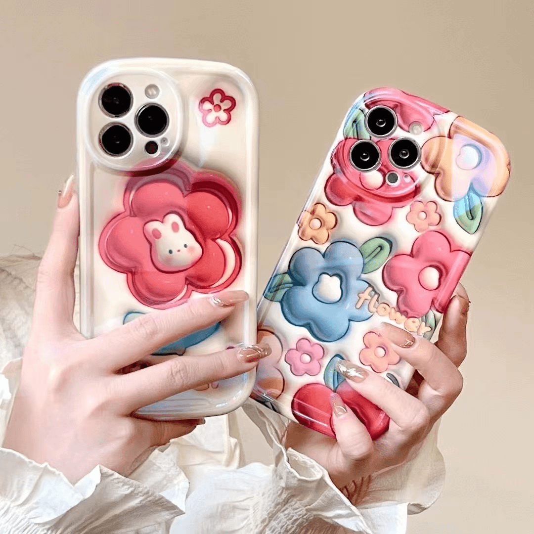 【苹果/华为】iPhone14/P40Pro防摔蓝光彩色花朵兔女新款手机壳