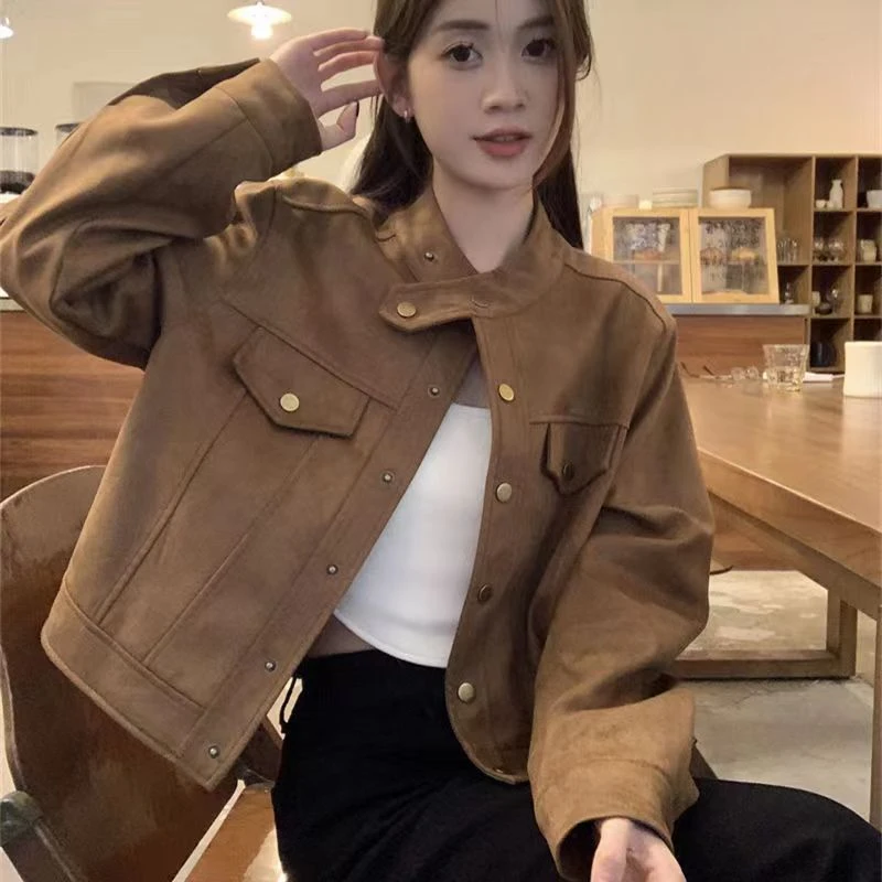 2023秋冬季新款韩版设计感皮外套女百搭显瘦宽松夹克上衣