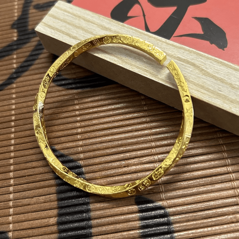 足银手镯 四方吉言时尚亮面款式精致简约百搭轻奢时尚国风新中式