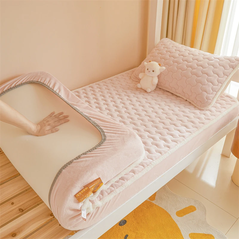 A类牛奶绒大豆加棉床笠 亲肤柔软速热宝宝绒学生宿舍床垫枕套