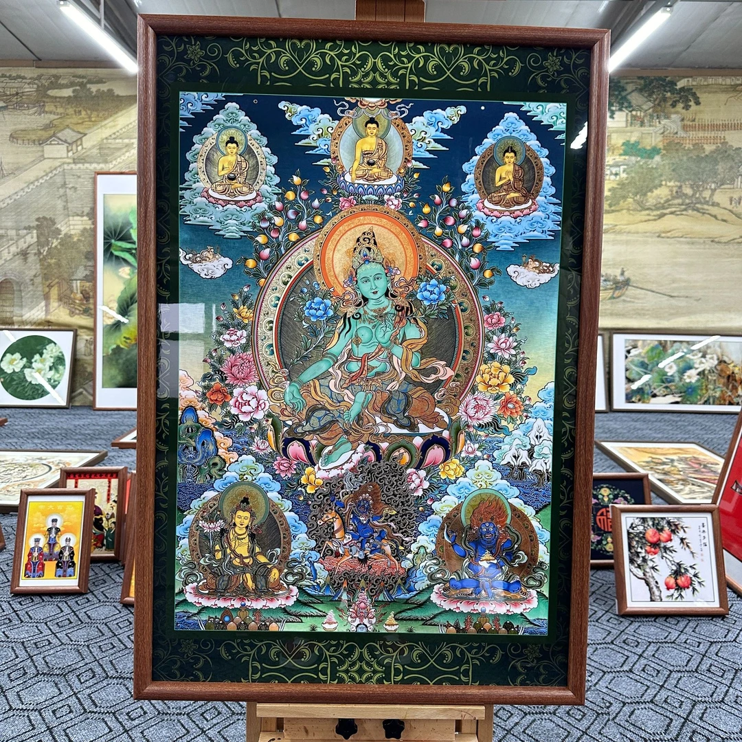 [D12绿度母]60x90cm中国风家居装饰画办公室玄关客厅装饰画