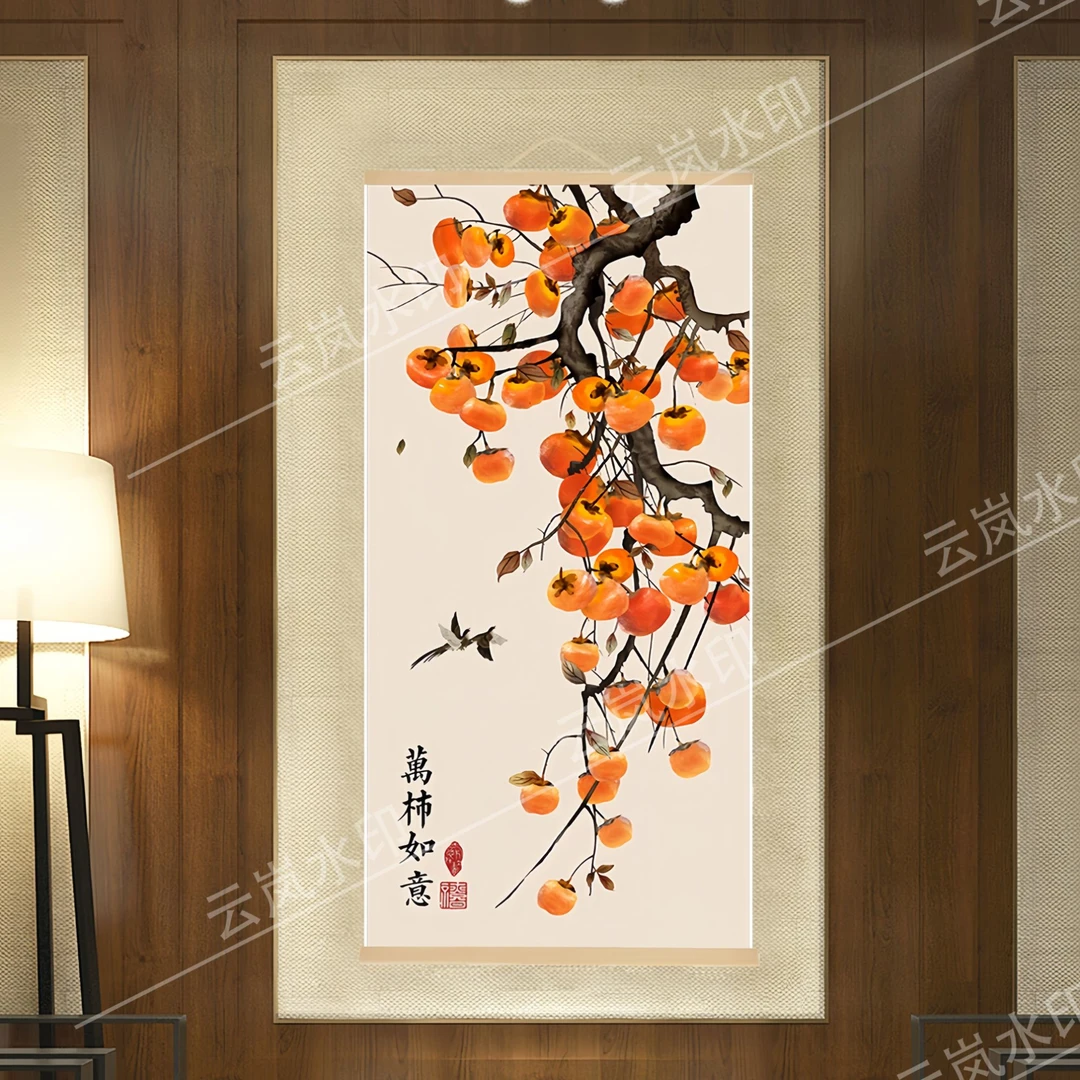 【03万事如意】60x120cm现代挂轴装饰画家居办公室画
