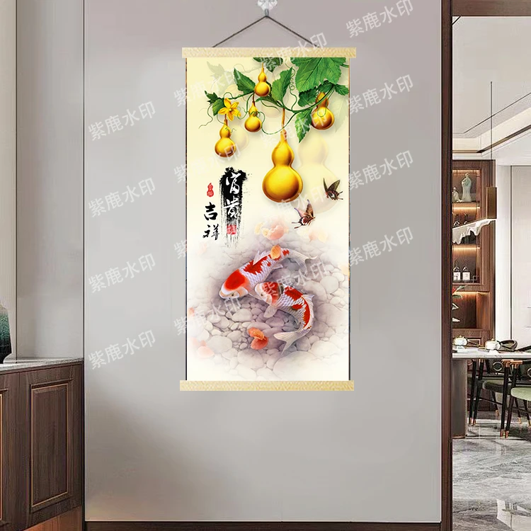 【569富贵吉祥】50x100cm现代挂轴装饰画家居办公室画